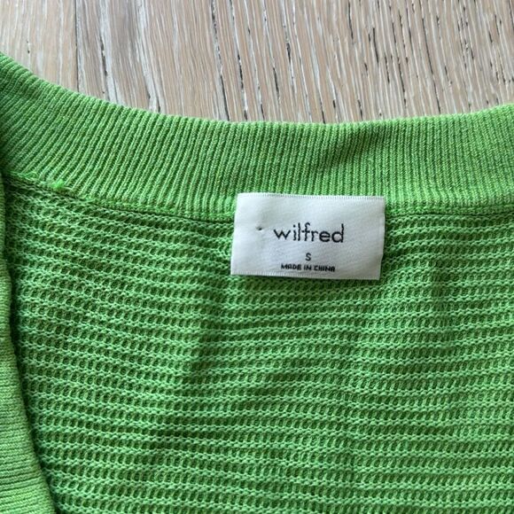 Wilfred Aritzia Light Cropped Linen-Blend Cardigan Green SzS - Picture 9 of 11